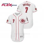 Camiseta Beisbol Hombre Cincinnati Reds Eugenio Suarez 150th Aniversario Patch Flex Base Blanco