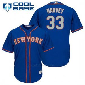 Camiseta Beisbol Hombre New York Mets Matt Harvey 33 Azul Alterno Cool Base