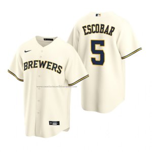 Camiseta Beisbol Hombre Milwaukee Brewers Eduardo Escobar Replica Primera Crema