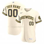 Camiseta Beisbol Hombre Milwaukee Brewers Primera Autentico Personalizada Crema1 Camiseta Beisbol Hombre Milwaukee Brewers Primera Autentico Personalizada Crema1