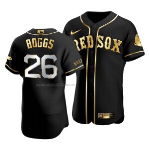 Camiseta Beisbol Hombre Boston Red Sox Wade Boggs Golden Edition Autentico Negro