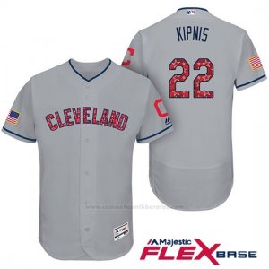 Camiseta Beisbol Hombre Cleveland Indians 2017 Estrellas y Rayas Jason Kipnis Gris Flex Base