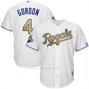 Camiseta Beisbol Hombre Kansas City Royals Campeones 4 Alex Gordon Coolbase Oros