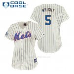 Camiseta Beisbol Hombre New York Mets David Wright 5 Crema Cool Base