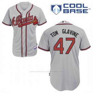Camiseta Beisbol Hombre Atlanta Braves 47 Tom Glavine Gris Cool Base