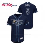 Camiseta Beisbol Hombre Tampa Bay Rays Matt Duffy 150th Aniversario Patch Autentico Flex Base Azul