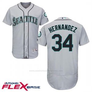 Camiseta Beisbol Hombre Seattle Mariners 34 Felix Hernandez Gris Flex Base