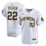 Camiseta Beisbol Hombre Milwaukee Brewers Christian Yelich Alterno Limited Blanco