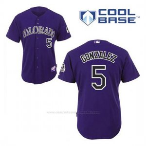 Camiseta Beisbol Hombre Colorado Rockies Carlos Gonzalez 5 Violeta Alterno Cool Base