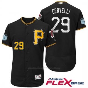 Camiseta Beisbol Hombre Pittsburgh Pirates Francisco Cervelli Negro 2017 Entrenamiento de Primavera Flex Base Jugador