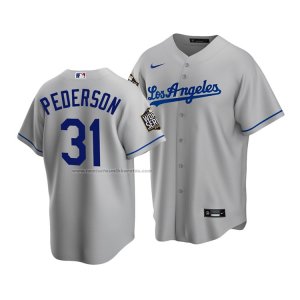 Camiseta Beisbol Hombre Los Angeles Dodgers Joc Pederson 2020 Replica Road Gris