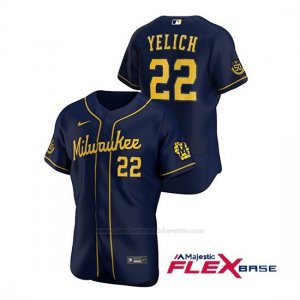 Camiseta Beisbol Hombre Milwaukee Brewers Christian Yelich Autentico 2020 Alternato Azul