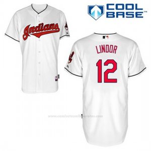 Camiseta Beisbol Hombre Cleveland Indians Francisco Lindor 12 Blanco 1ª Cool Base
