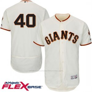 Camiseta Beisbol Hombre San Francisco Giants Madison Bumgarner 40 Crema Flex Base Autentico Coleccion Jugador