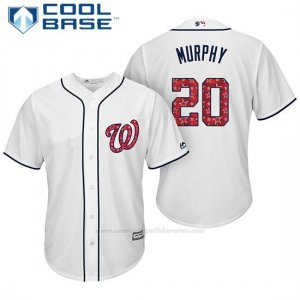 Camiseta Beisbol Hombre Washington Nationals 2017 Estrellas y Rayas Daniel Murphy Blanco Cool Base