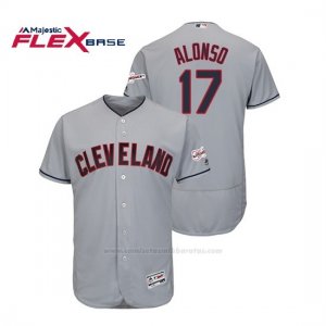 Camiseta Beisbol Hombre Cleveland Indians Yonder Alonso 2019 All Star Game Patch Flex Base Gris