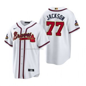 Camiseta Beisbol Hombre Atlanta Braves Luke Jackson 2022 Gold Program Replica Blanco