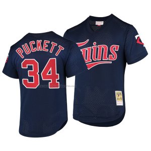 Camiseta Beisbol Hombre Minnesota Twins Kirby Puckett Cooperstown Collection Batting Practice Mesh Azul