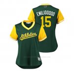 Camiseta Beisbol Mujer Oakland Athletics Emilio Pagan 2018 Llws Players Weekend Emiliooooo Green