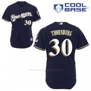 Camiseta Beisbol Hombre Milwaukee Brewers Tyler Thornburg 30 Azul Azul Alterno Cool Base