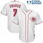 Camiseta Beisbol Hombre Cincinnati Reds Eugenio Suarez 7 Blanco Cool Base