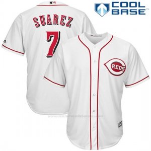 Camiseta Beisbol Hombre Cincinnati Reds Eugenio Suarez 7 Blanco Cool Base