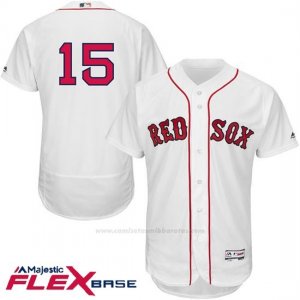 Camiseta Beisbol Hombre Boston Red Sox 15 Dustin Pedroia Blanco Flex Base Autentico Coleccion