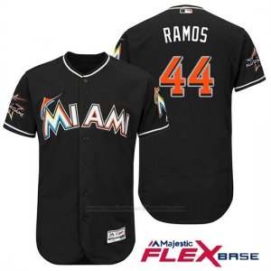 Camiseta Beisbol Hombre Miami Marlins 44 A.j. Ramos Negro 2017 Flex Base