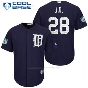 Camiseta Beisbol Hombre Detroit Tigers J.d. Martinez 28 Azul 2017 Entrenamiento de Primavera Cool Base Jugador