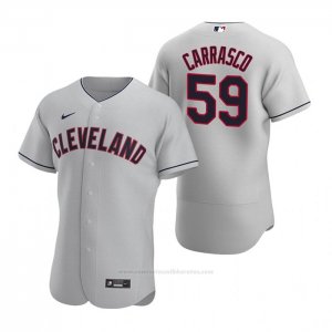 Camiseta Beisbol Hombre Cleveland Indians Carlos Carrasco Autentico 2020 Road Gris