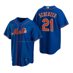 Camiseta Beisbol Hombre New York Mets Max Scherzer Replica Azul