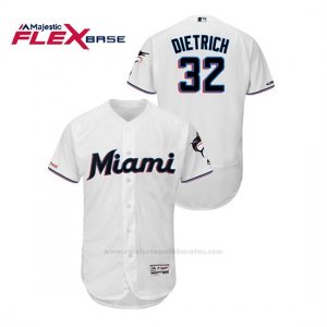Camiseta Beisbol Hombre Miami Marlins Derek Dietrich 150th Aniversario Patch 2019 Flex Base Blanco