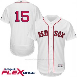 Camiseta Beisbol Hombre Boston Red Sox 15 Dustin Pedroia Blanco Flex Base Autentico Coleccion Jugador