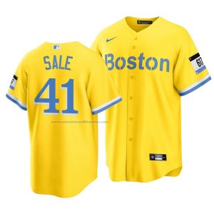 Camiseta Beisbol Hombre Boston Red Sox Chris Sale 2021 City Connect Replica Oro