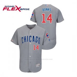 Camiseta Beisbol Hombre Chicago Cubs Ernie Banks 150th Aniversario Patch Flex Base Gris