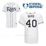 Camiseta Beisbol Hombre Tampa Bay Rays Wade Davis 40 Blanco 1ª Cool Base