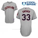 Camiseta Beisbol Hombre Cleveland Indians Nick Swisher 33 Gris Cool Base