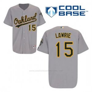 Camiseta Beisbol Hombre Oakland Athletics Brett Lawrie 15 Gris Cool Base