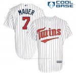 Camiseta Beisbol Hombre Minnesota Twins Joe Mauer 7 Blanco Cool Base