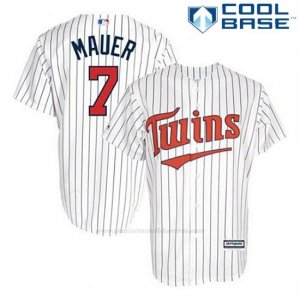 Camiseta Beisbol Hombre Minnesota Twins Joe Mauer 7 Blanco Cool Base