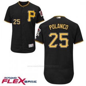 Camiseta Beisbol Hombre Pittsburgh Pirates Gregory Polanco Negro Flex Base Autentico Coleccion