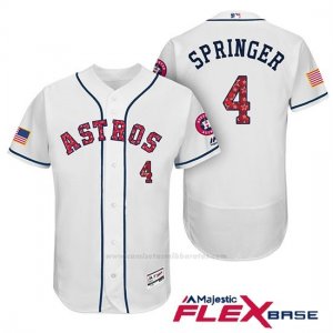 Camiseta Beisbol Hombre Houston Astros 2017 Estrellas y Rayas George Springer Blanco Flex Base