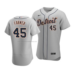 Camiseta Beisbol Hombre Detroit Tigers Buck Farmer Autentico Road Gris