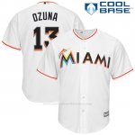 Camiseta Beisbol Hombre Miami Marlins Marcell Ozuna Blanco Cool Base