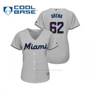 Camiseta Beisbol Mujer Miami Marlins Jose Urena Cool Base Majestic Road 2019 Gris