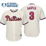 Camiseta Beisbol Hombre Philadelphia Phillies Bryce Harper Cool Base Alternato Crema