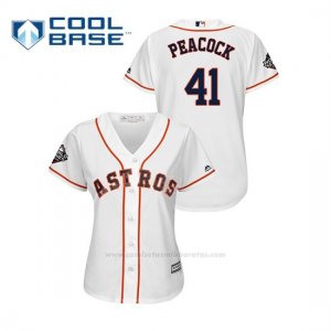 Camiseta Beisbol Mujer Houston Astros Brad Peacock 2019 World Series Bound Cool Base Blanco