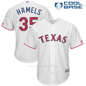 Camiseta Beisbol Hombre Texas Rangers 2017 Estrellas y Rayas Cole Hamels Blanco Cool Base