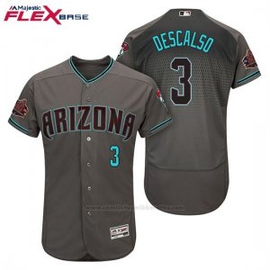 Camiseta Beisbol Hombre Arizona Diamondbacks 3 Daniel Descalso Gris Aqua Alterno 20 Aniversario Flex Base
