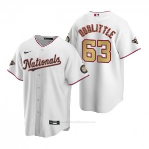 Camiseta Beisbol Hombre Washington Nationals Sean Doolittle Gold-Trimmed Championship Replica Blanco